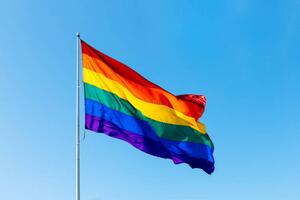 Fotografie de artă Rainbow LGBTQI flag waving in the wind, Alexander Spatari, (40 x 26.7 cm)