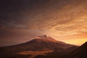 Fotografie de artă Sunset over mountain, (40 x 26.7 cm)