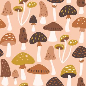 Fotografie de artă Mushrooms Seamless Pattern, insemar, (40 x 40 cm)