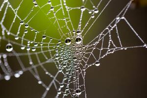 Fotografie Water drops on spider web needles, Tommy Lee Walker, (40 x 26.7 cm)