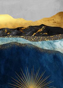 Ilustrare Golden abstract mountain peak art poster., Luzhi Li, (30 x 40 cm)