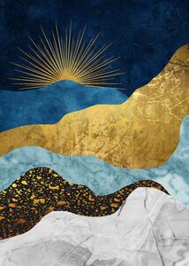 Ilustrație Golden abstract mountain peak art poster., Luzhi Li