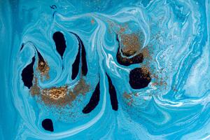 Ilustrare Marbled blue and golden abstract background., anyababii, (40 x 26.7 cm)