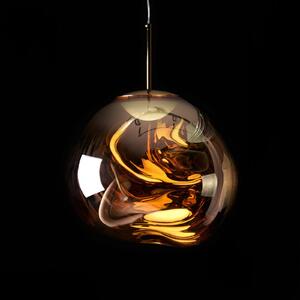 Tom Dixon lampă suspendată LED Melt Mini, Ø 28 cm, auriu, reglabil, Auriu / Alamă, Camera de zi / sufragerie, Plastic, Design