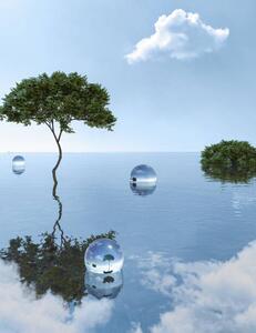Ilustrație Unreal tree growing in water among, Tatiana Lavrova, (30 x 40 cm)