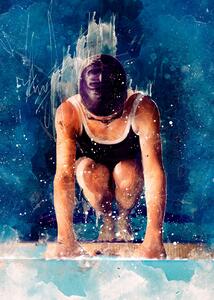 Ilustrație Swimmer Sport Art 1, Justyna Jaszke, (30 x 40 cm)