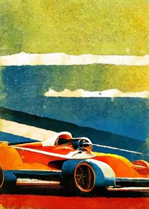Poster de artă Formula 1 orange blue, Justyna Jaszke, (30 x 40 cm)
