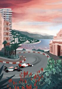 Poster de artă Monaco Circuit, Goed Blauw, (26.7 x 40 cm)