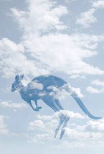 Ilustrare Double exposure of clouds and kangaroo., Grant Faint, (26.7 x 40 cm)
