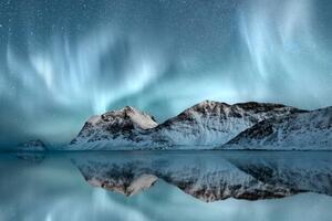Fotografie Northern Lights, Haukland, Nordland, Norway, arnaudbertrande, (40 x 26.7 cm)