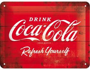 Placă metalică Coca-Cola - Red Logo, (20 x 15 cm)