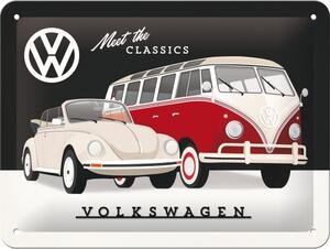 Placă metalică Volkswagen VW - Mett the Classics, (20 x 15 cm)