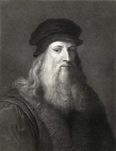 Fotografie Leonardo da Vinci engraving), English School