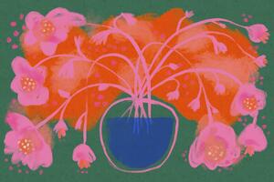 Ilustrare Pink Flower Bouquet, Treechild, (40 x 26.7 cm)