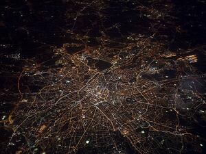 Fotografie Aerial view of Brussels at night, urbancow