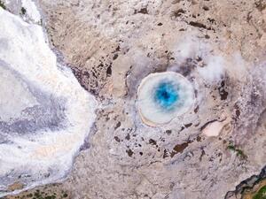 Fotografie Aerial overhead view of geyser, Geysir, Iceland, Matteo Colombo, (40 x 30 cm)