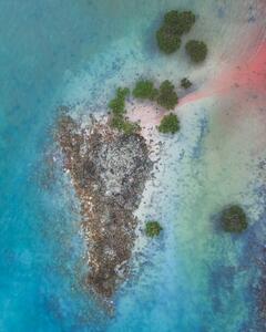 Fotografie Aerial shot of tropical island, Broome, Australia, Abstract Aerial Art, (30 x 40 cm)