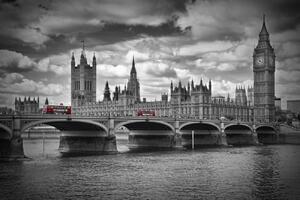 Fotografie de artă LONDON Westminster Bridge & Red Buses, Melanie Viola, (40 x 26.7 cm)