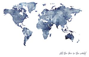 Ilustrare Worldmap blue watercolor, Finlay & Noa, (40 x 30 cm)