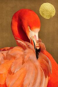 Ilustrație Flamingo With Golden Sun, Kubistika, (26.7 x 40 cm)