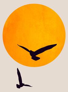Ilustrare Birds In The Sky, Kubistika, (26.7 x 40 cm)