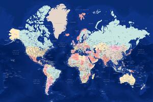 Harta Blue and pastels detailed world map, Blursbyai, (40 x 26.7 cm)