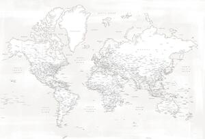 Harta Almost white detailed world map, Blursbyai, (40 x 26.7 cm)