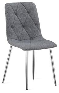 Scaun Bucatarie/Dining Fido ,Picioare Crom, Textil Gri