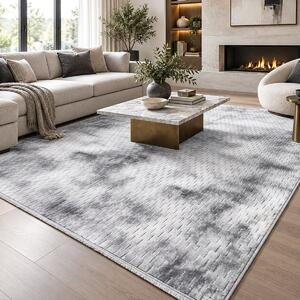 Covor camera antiderapant Welsoft Plus, model abstract, gri, 200x300 cm