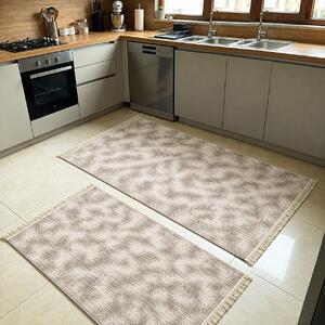 Set 2 covoare bucatarie antiderapante, Welsoft Plus, abstract, bej-taupe, CBU422