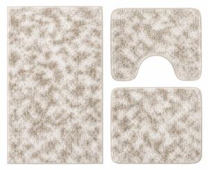 Set covoare baie antiderapante, 3 piese, model abstract, bej-taupe, CBA422