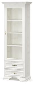 Vitrina living clasica IRYS, pin alb anderson, PAL laminat, 70x43x198