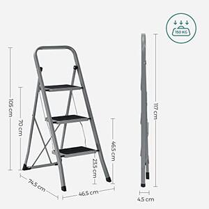 Scara, Songmics, Gri-Negru, 110x45x4.5 cm