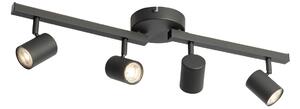 Spot de tavan negru GU10 50mm cu 4 lumini, inclusiv iluminare de fundal și comutator cu 3 căi - Back Up