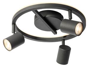Spot luminos de tavan negru GU10 50mm cu 3 lumini rotund, cu iluminare de fundal și comutator cu 3 căi - Back Up