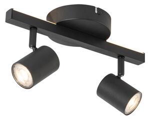 Spot de tavan negru GU10 50mm cu 2 lumini, inclusiv iluminare de fundal și comutator cu 3 căi - Back Up