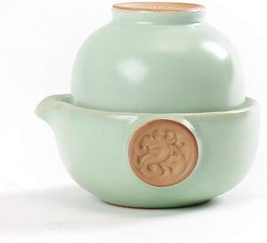 Set Tea for One 150 ml, ceainic si cupa din ceramica, verde turcoaz