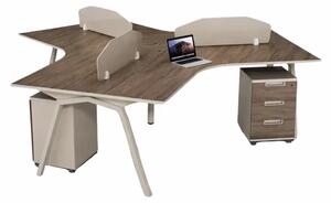 Birou operational Nova 3 cu dulapuri integrate mobile, 3 posturi - dimensiuni 1000*1000*750 mm