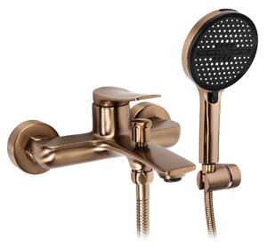 Rea Vision PREMIUM, baterie de cadă cu montare pe perete și set de duș manual, cupru mat, REA-B6738