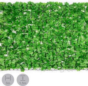 Blumfeldt Fency Bright Leaf, frunze iedera de culoare verde deschis- gard de protecție împotriva vântului 300 x 150 cm