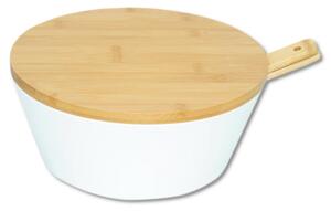 Kesper 32620 Salatieră cu tacâmuri și capac, alb,dia. 26 cm