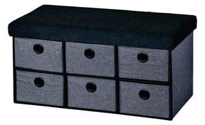 Kesper 15953 Comodă tapițată 6 compartimente, gri-negru, 76 x 38 x 38 cm