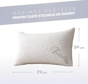 Perna cu spuma cu memorie maruntita TENCEL CONFORT, 50X70cm, Husa detasabila si lavabila din fibre Tencel, Fermitate/Inaltime reglabila