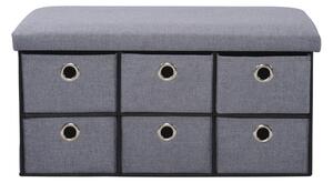 Kesper 15950 Comodă tapițată cu 6 compartimente, gri deschis, 76 x 38 x 38 cm