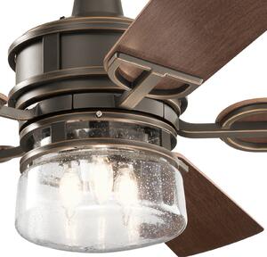 KICHLER Ventilator de tavan Lyndon, IP23, reglabil, Lemn, Camera de zi / sufragerie, Plastic