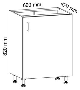 Dulap inferior Aspen D60 P/L de bucătărie cu o singură ușă - Alb lucios