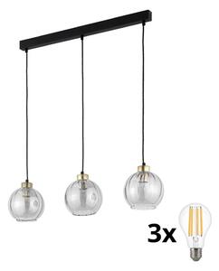 Lustră LED pe cablu DEVI 3xE27/15W/230V neagră/transparentă