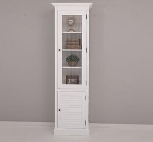 Vitrina ingusta, 1 usa + 1 usa sticla, Colectia Shutter cu finisaj 2 straturi de culori antichizat
