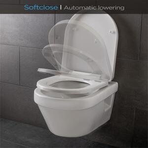 Blumfeldt Senzano, scaun de toaletă, în formă de D, pliabil automat, antibacterian, alb