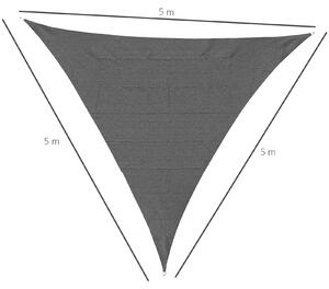 Outsunny Copertină Triunghiulară Anti-UV și Respirabilă cu Cârlige D, Velă de Umbră din HDPE, 5x5x5 m, Alb și Albastru